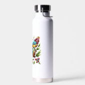 Bouteille D'eau Papillon en vitrail coloré avec fleurs (Gauche)