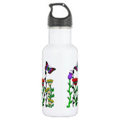Bouteille D'eau Papillon et fleurs Joli art (Dos)