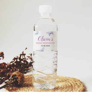 Bouteille d'eau papillon Étiquette Baby shower d'a