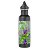 Bouteille D'eau Papillon sur les fleurs violettes avec écriture (Droite)
