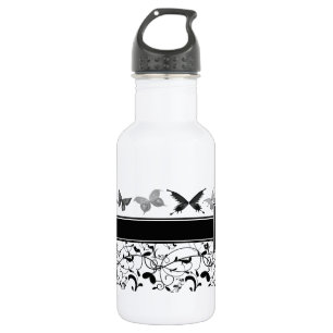 Bouteille D'eau Papillon Victorian Flourian noir blanc