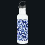Bouteille D'eau Papillons Aquarelle Indigo Blue<br><div class="desc">Peinture à papillon bleu et blanc Indigo.</div>