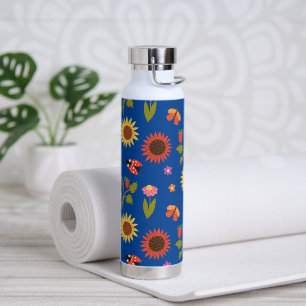 Bouteille D'eau Papillons de tournesol à motifs floraux