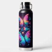 Bouteille D'eau Papillons néon, Coeurs et Amour (Plage)