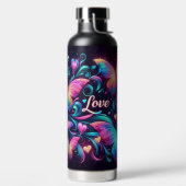 Bouteille D'eau Papillons néon, Coeurs et Amour (Droite)