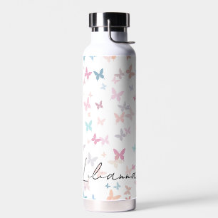 Bouteille D'eau Papillons Pastel avec nom personnalisé