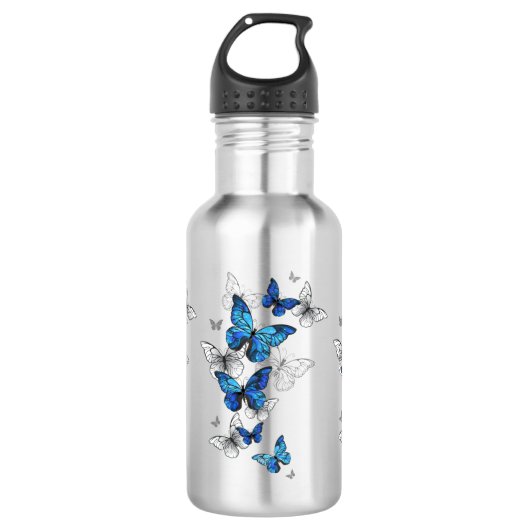 Bouteille D'eau Papillons volants bleus Morpho (Devant)