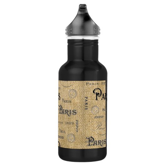 Bouteille D'eau Paris sur Burlap (Droite)