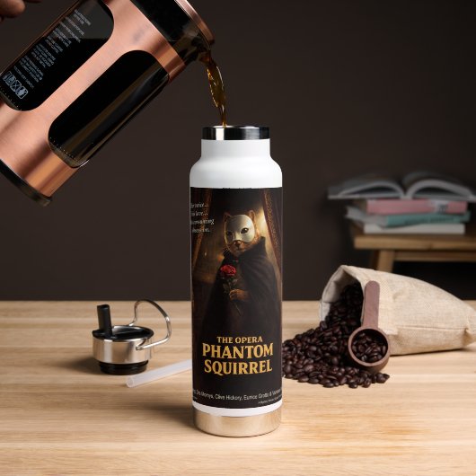 Bouteille D'eau Parodie de l'Opéra Fantôme Écureuil (Café (pivotée))