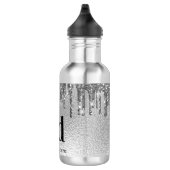 Bouteille D'eau Parties scintillant argent goutte nom monogramme (Droite)