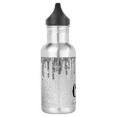 Bouteille D'eau Parties scintillant argent goutte nom monogramme (Gauche)