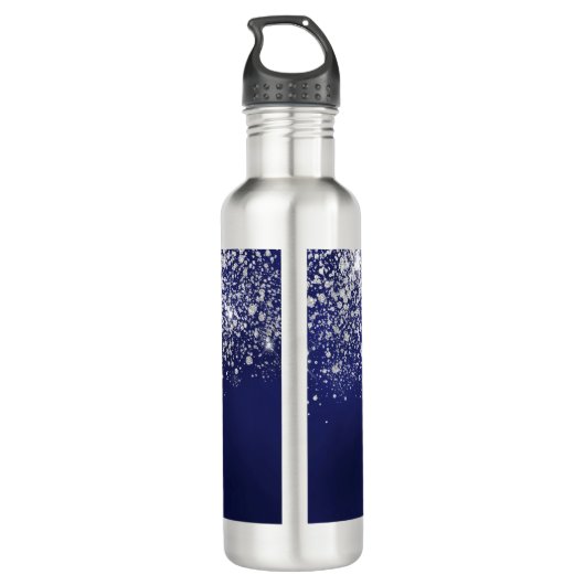 Bouteille D'eau Parties scintillant bleue poussière argent monogra (Dos)