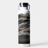 Bouteille D'eau Parties scintillant d'or d'Agate Noir moderne Mono (Avant)