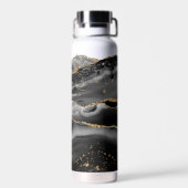Bouteille D'eau Parties scintillant d'or d'Agate Noir moderne Mono (Arrière)