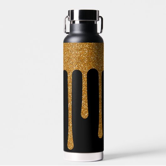 Bouteille D'eau Parties scintillant d'or gouttes à goutte (Avant)