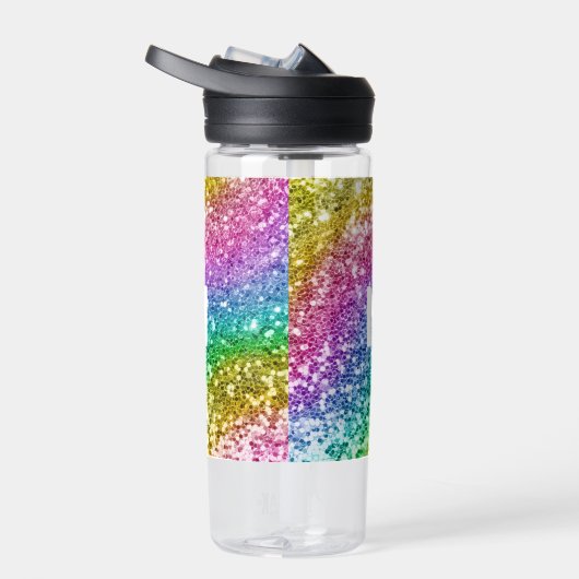 Bouteille D'eau Parties scintillant Monogramme arc-en-ciel personn (Droite)