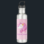 Bouteille D'eau Parties scintillant rose magique personnalisée Vis<br><div class="desc">Un joli visage de licorne magique de fille rose orne cette bouteille d'eau. Idéal pour retourner à l'école. Ajoutez votre nom à l'avant,  à l'arrière. Conçu pour vous par Blackberry Boulevard.</div>