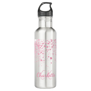 Bouteille D'eau Parties scintillant rose pâle fille monogramme