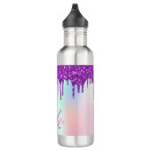Bouteille D'eau Parties scintillant violet arc-en-ciel goutte mono (Droite)