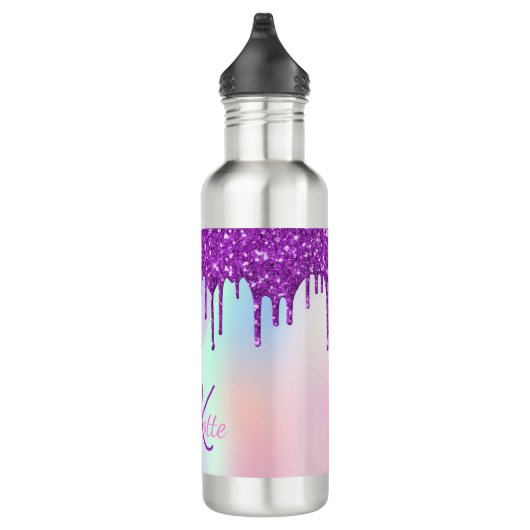 Bouteille D'eau Parties scintillant violet arc-en-ciel goutte mono (Droite)