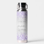 Bouteille D'eau Parties scintillant violet en argent mariage éléga (Arrière)