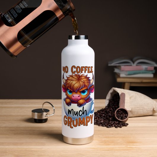 Bouteille D'eau Pas de café beaucoup grincheux (Café (pivotée))