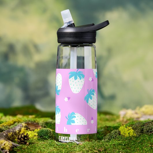 Bouteille D'eau Pastel aux fraises rose (Extérieur)