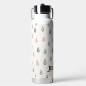 Bouteille D'eau Pastel Boho Raindrops Pink Blue Gold Ajouter Nom (Salle de sport)