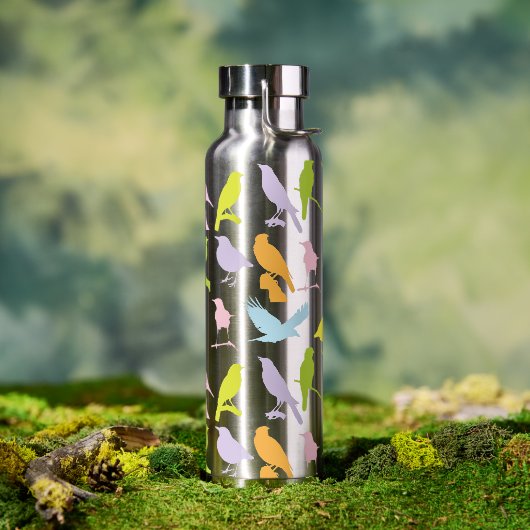 Bouteille D'eau Pastel Coloured Variété d'oiseaux Motif (Extérieur)
