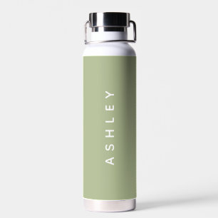 Bouteille D'eau Pastel Green Nom personnalisé Chic personnalisé
