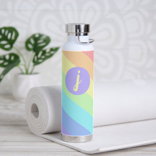 Bouteille D'eau Pastel Rainbow Slash Stripes Monogram