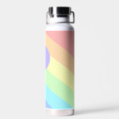 Bouteille D'eau Pastel Rainbow Slash Stripes Monogram (Arrière)