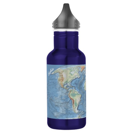 Bouteille D'eau Pastel Relief World Map – Personalized (Gauche)