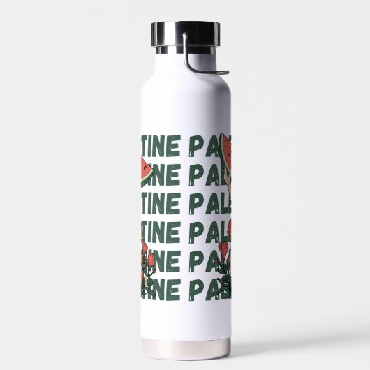 Bouteille D'eau pastèque, fleurs et palestine Texte Répéter (Gauche)