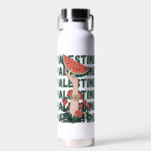 Bouteille D'eau pastèque, fleurs et palestine Texte Répéter (Avant)