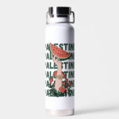 Bouteille D'eau pastèque, fleurs et palestine Texte Répéter (Arrière)