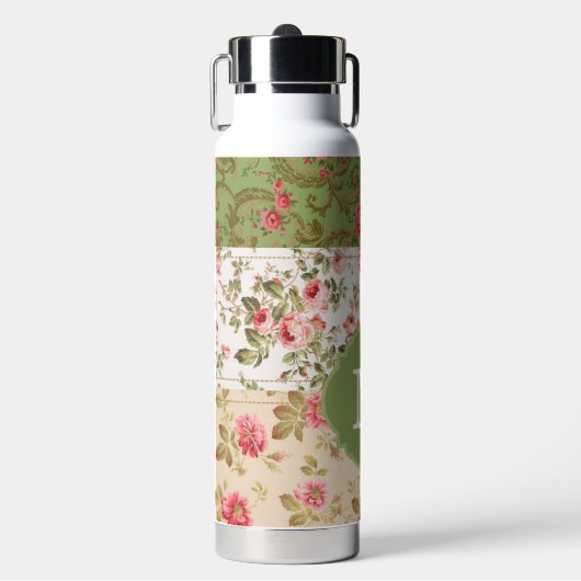 Bouteille D'eau Patchwork Rose Custom Monogram (Salle de sport)