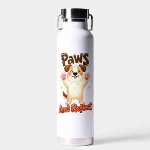 Bouteille D'eau Pâtes Et Refléter Le Chien Mignonne