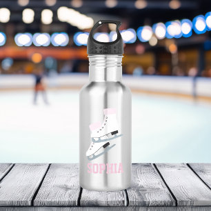 Bouteille D'eau Patins à chiffres roses Filles personnalisées