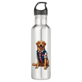 Bouteille D'eau Patriotic Service Dog Golden Retriever Shirt 4