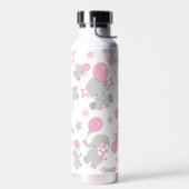 Bouteille D'eau Pattern of Elephants, Cute Elephants - Pink Gray (Gauche)