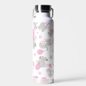 Bouteille D'eau Pattern of Elephants, Cute Elephants - Pink Gray (Avant)