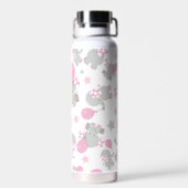 Bouteille D'eau Pattern of Elephants, Cute Elephants - Pink Gray (Arrière)