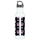Bouteille D'eau Pattern of paws, Dog paws, Lilac paws, Hearts (Dos)