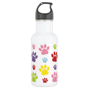 Bouteille D'eau Pattes Colorées, Motif de Patte, Pattes de Chien,