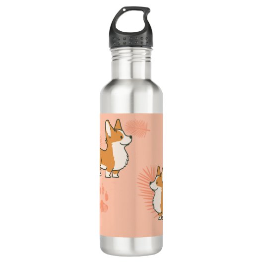 Bouteille D'eau paume rose de corgi (Devant)