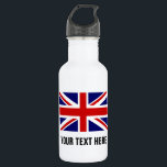 Bouteille D'eau Pavillon britannique Union Jack boisson personnali<br><div class="desc">Le drapeau britannique Union Jack boit une bouteille d'eau sur mesure. Bouteilles d'eau en acier inoxydable personnalisées. Bouteille d'eau en métal brillant personnalisée dans de nombreuses couleurs. Idéal pour les équipes sportives et les activités de plein air. Utiliser dans le basket, le baseball, le football, le tennis, le football, le...</div>