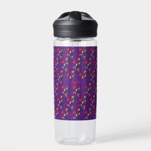 Bouteille D'eau Pavot rouge fleur sauvage violet motif isolé