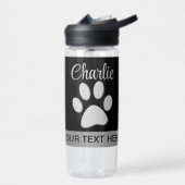 Bouteille D'eau Paw Chien Argent sur arrière - plan noir (Gauche)