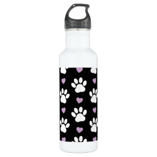 Bouteille D'eau Paw Motif, Chien Paws, White Paws, Lilac Hearts